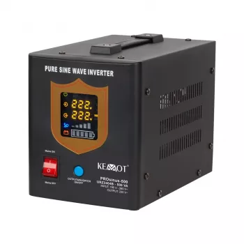 KEMOT PROsinus-500 UPS, puhdas siniaalto, 12V 230V 500VA/300W, musta