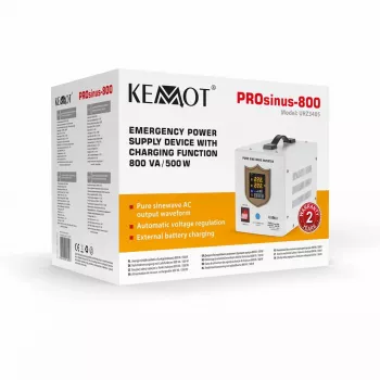 KEMOT PROsinus-800 varavirtalähde – puhdas siniaaltoinen invertteri 12V lataustoiminnolla, 230V, 800VA/500W