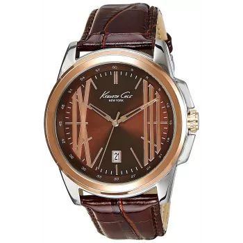 KENNETH COLE miesten automaattinen skeletonkello IKC8096 - 44mm ruostumaton teräskotelo, musta nahkaranneke