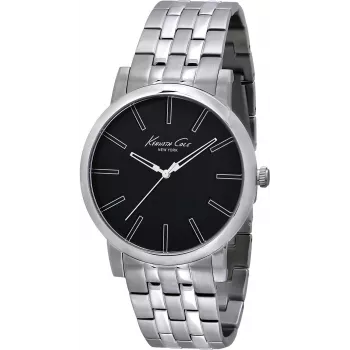 KENNETH COLE miesten IKC9231 analoginen kvartsikello 43 mm musta kellotaulu nahkaranneke