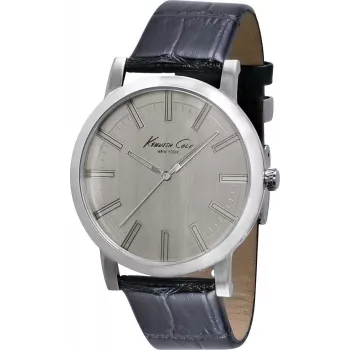 KENNETH COLE miesten kello IKC1931 44mm ruostumaton teräskotelo sininen kellotaulu ruskea nahka