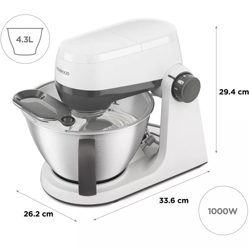 KENWOOD Multi-Tasker KHC30.000WH monitoimikone (harmaa/valkoinen, 1000 W, 4,3 L kulho)