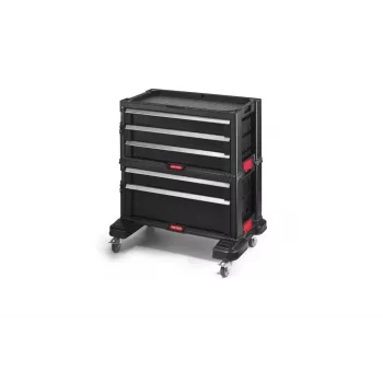 KETER BOOKCASE 5 DRAWERS työkalulaatikko sarja modulaarinen pyörillä varustettu työkalulaatikko musta ja punainen