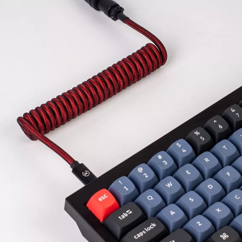 Keychron Coiled Aviator -kaapeli - punainen (USB-A - USB-C, 2m, irrotettava GX12)