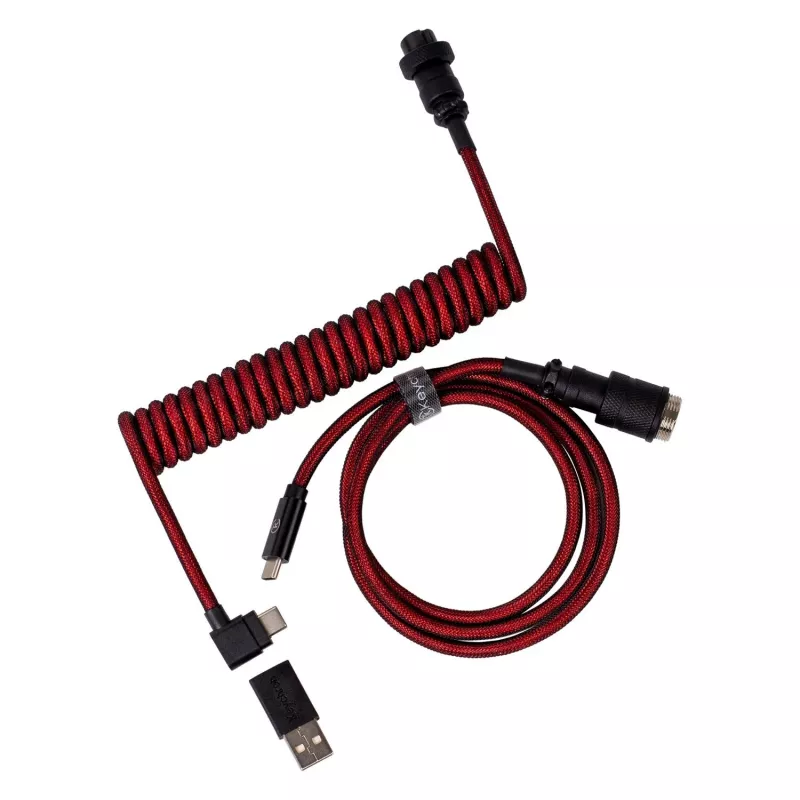 Keychron Coiled Aviator -kaapeli - punainen (USB-A - USB-C, 2m, irrotettava GX12)