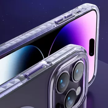 Kingxbar PQY Ice Crystal Series magneettinen kuori iPhone 14 Pro MagSafe -yhteensopiva pinkki ja sininen