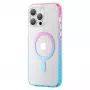 Kingxbar PQY Ice Crystal Series magneettinen kuori iPhone 14 Pro MagSafe -yhteensopiva pinkki ja sininen