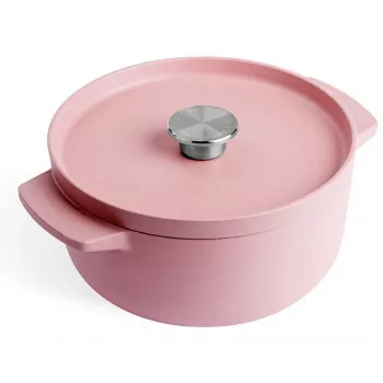 KitchenAid -valurautainen uunipata kannella 22 cm, pinkki