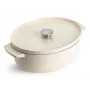 KitchenAid -valurautainen uunipata kannella 30 cm, soikea, mantelikerma