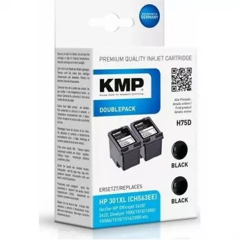 KMP DOUBLEPACK H75D - 2 kpl:n pakkaus - 8 ml - XL - musta - yhteensopiva mustekasetti (vaihtoehto HP 301XL, HP CH563EE) HP DeskJet 1000, 1010, 1050 AiO, 1050A AiO, 1510 AiO, 2000, 2050 AiO, 2050A AiO, 2510 AiO, 2540 AiO, 3000, 3050 AiO, 3050A eAiO