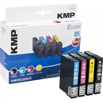 KMP E125V yhteensopivat mustepatruunat 3 kpl:n pakkaus – syaani, magenta, keltainen Epson Stylus SX230, SX235, SX430, SX438, WorkForce WF-3520, WF-3530, WF-3540, WF-7015, WF-7515, WF-7525 1617,4050