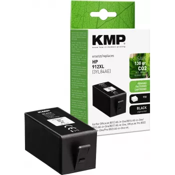 KMP PRINTTECHNIK musta värikasetti yhteensopiva HP 912XL (3YL84AE) High Yield 825 sivua uudelleenvalmistettu