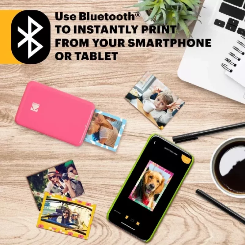 KODAK STEP pikavalo mobiilivalokuvatulostin - ZINK 2x3 tuumaa - 1 ppm - Bluetooth - vaaleanpunainen
