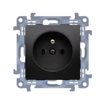 KONTAK-SIMON Simon 10 yksittäispistorasia maadoituksella, Quick-Connect, 16A 250V, mattamusta