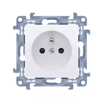 KONTAK-SIMON Simon 10 valkoinen yksittäispistorasia maadoituksella ja lapsilukolla, Quick-Connect, 16A 250V