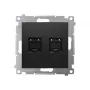 KONTAK-SIMON Simon 54 Premium Cat.6 UTP Dual RJ45 datamoduuli, musta matta, pölynsuojaläpillä