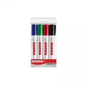Kores K MARKER valkotaulu- ja fläppitaulumarkerisarja, kiilakärki 3–5 mm, eri värit, 4 kpl:n pakkaus M20845
