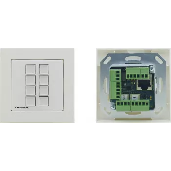Kramer Electronics RC-208 johdollinen ohjauspaneeli 8 ohjelmoitavalla painikkeella, RS-232/RS-485/Ethernet, valkoinen