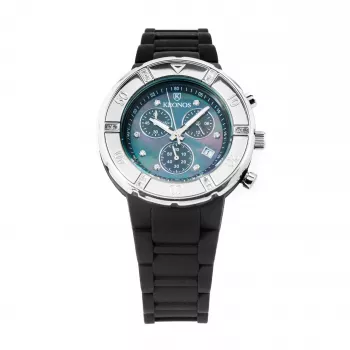 KRONOS K789.CN.5C unisex analoginen kvartsikello 40,5 mm teräskotelo musta nahkaranneke
