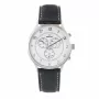 KRONOS miesten kvartsi analogikello 40 mm ruostumaton teräskotelo musta nahkaranneke 783.35.19