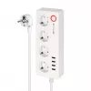 Kruger&Matz Connect P6 älykäs jatkojohto 4 Schuko-pistorasialla ja 4 USB-liitännällä, Tuya Wi-Fi, valkoinen