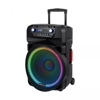 KRUGER & MATZ KM1718 60W kannettava aktiivinen PA-kaiutinjärjestelmä kahdella UHF-langattomalla mikrofonilla, Bluetooth, USB, SD, FM, LED-tehosteet