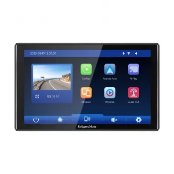 Kruger&Matz KM2022 9 tuuman Android Auto & Apple CarPlay multimediasoitin DVR:llä ja peruutuskameralla