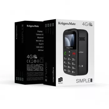 Kruger&Matz Simple 923 4G GSM-puhelin senioreille - musta