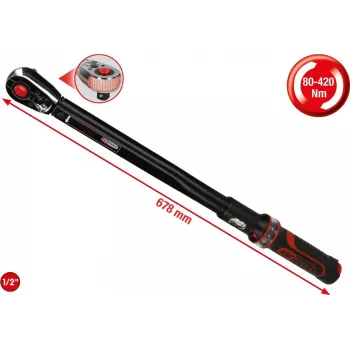 KS TOOLS 1/2 tuuman ERGOTORQUEprecision räikkämomenttiavain, 80-420 Nm (516.1582)