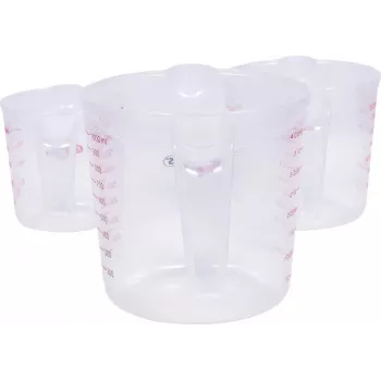 KS TOOLS 3-osainen mittakupisarja, 250/500/1000 ml, läpinäkyvä PP sinisellä asteikolla, elintarvikekelpoinen, konepesunkestävä, pinottava 150.9205