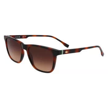 Lacoste L6041S-214 miesten suorakaiteen muotoiset aurinkolasit Havana asetaattikehys ruskeat polykarbonaattilinssit 54mm