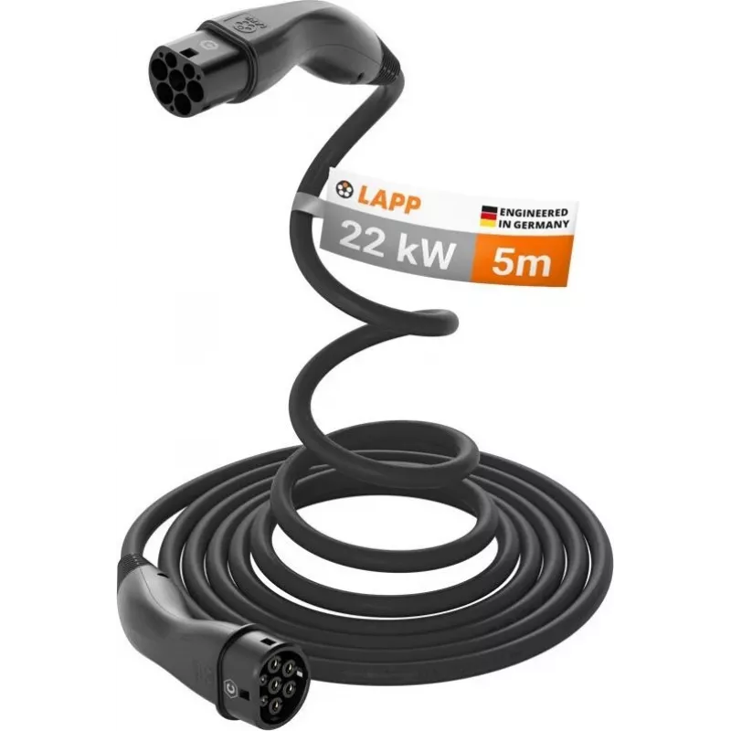 LAPP MOBILITY HELIX® Type 2 EV-latauskaapeli, 22 kW, 5 m, musta 61795