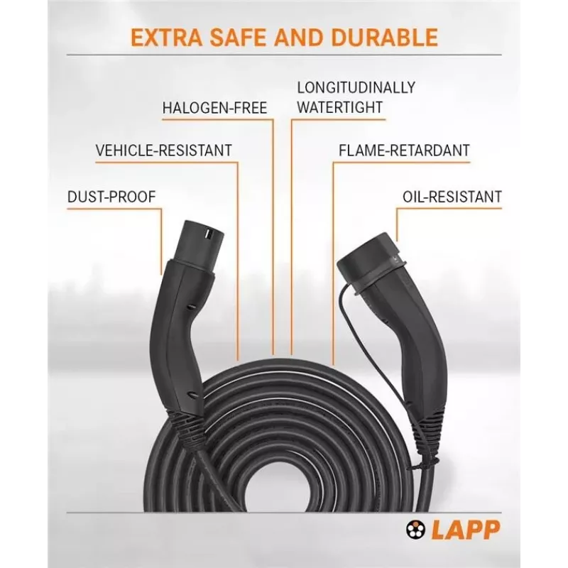 LAPP MOBILITY HELIX® Type 2 EV-latauskaapeli, 22 kW, 5 m, musta 61795