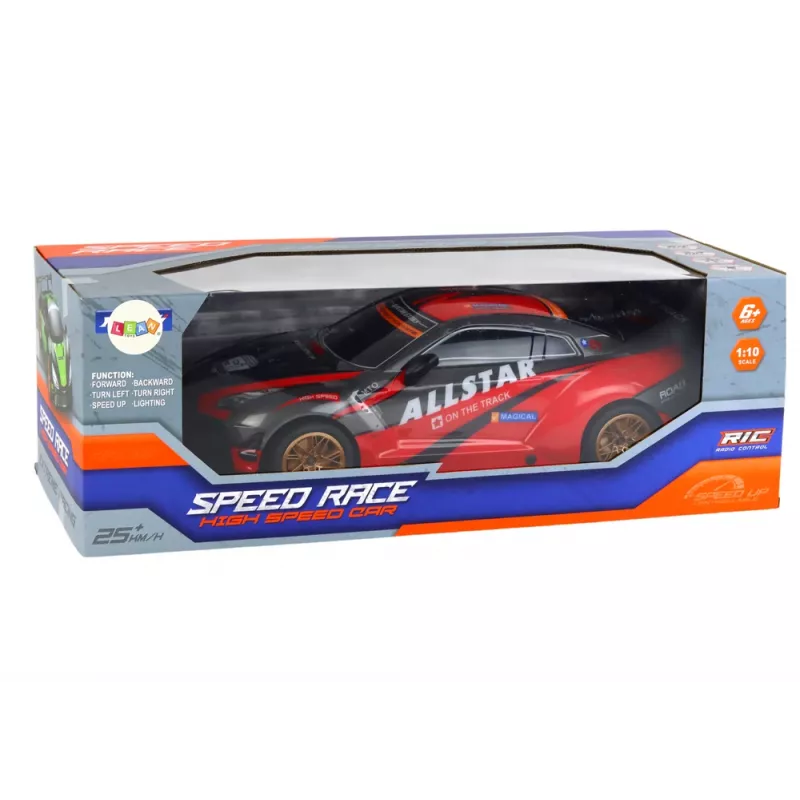 Suuri kauko-ohjattava urheiluauto 1:10 punainen Lean Toys
