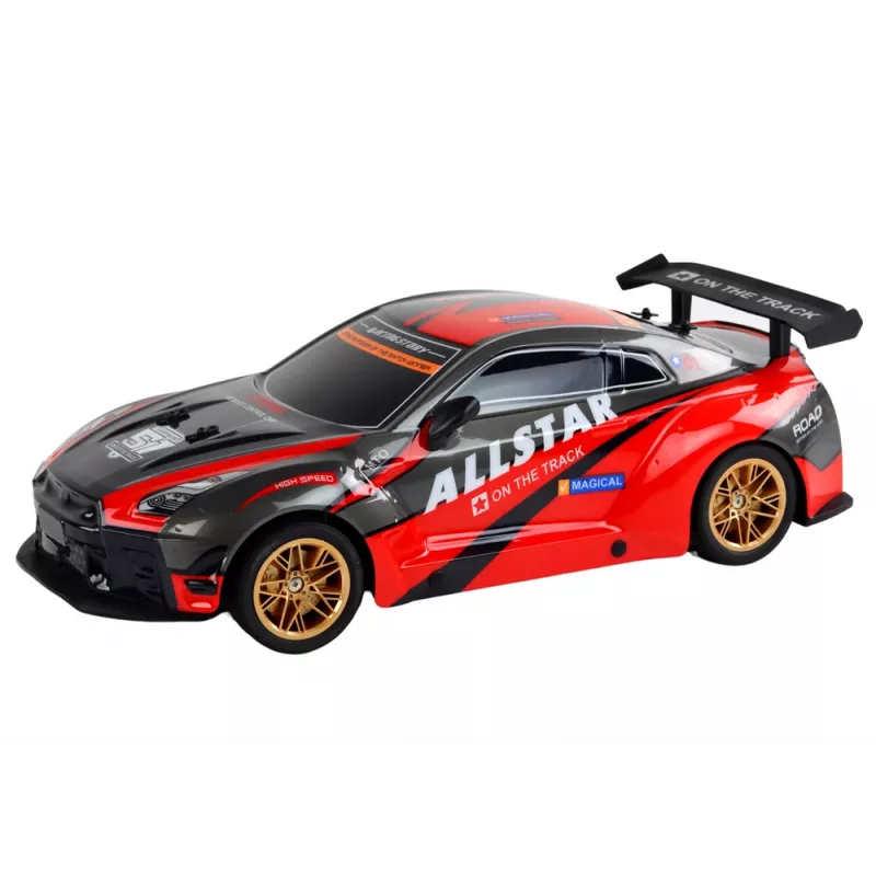 Suuri kauko-ohjattava urheiluauto 1:10 punainen Lean Toys