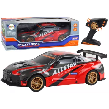Suuri kauko-ohjattava urheiluauto 1:10 punainen Lean Toys