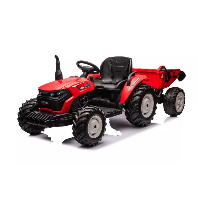 LEAN CARS 24V akkutraktori HC-306 punainen perävaunulla