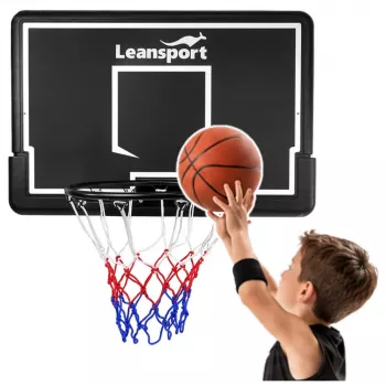 LEAN SPORT 30566 koripalloteline ja tausta - 90cm polykarbonaattilevy, seinäasennus, musta/punainen