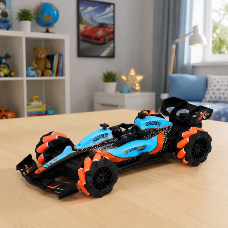 LEAN TOYS 1:14 4WD kauko-ohjattava stunt-auto 360° pyörityksellä ja LED-valoilla