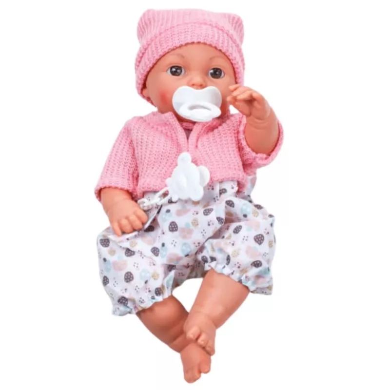 LEAN TOYS 24440 vauvannukke pipolla, puserolla ja tutilla, äänitehosteet (35 cm)