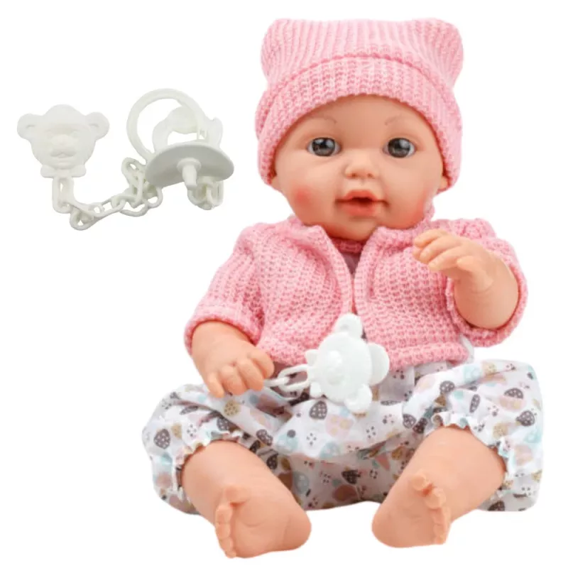 LEAN TOYS 24440 vauvannukke pipolla, puserolla ja tutilla, äänitehosteet (35 cm)