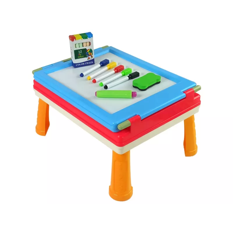 LEAN TOYS 3-in-1 magneettinen liitutaulu, sininen pelipöytä