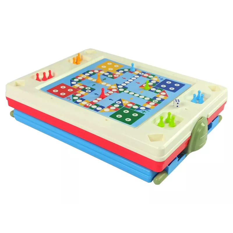 LEAN TOYS 3-in-1 magneettinen liitutaulu, sininen pelipöytä