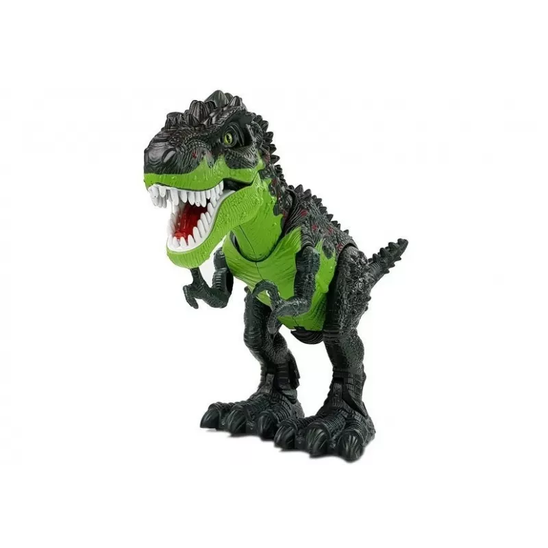 LEAN TOYS 7740 paristokäyttöinen interaktiivinen T-Rex-dinosaurus muninta, sumuefekti, ääni- ja valotehosteet - vihreä