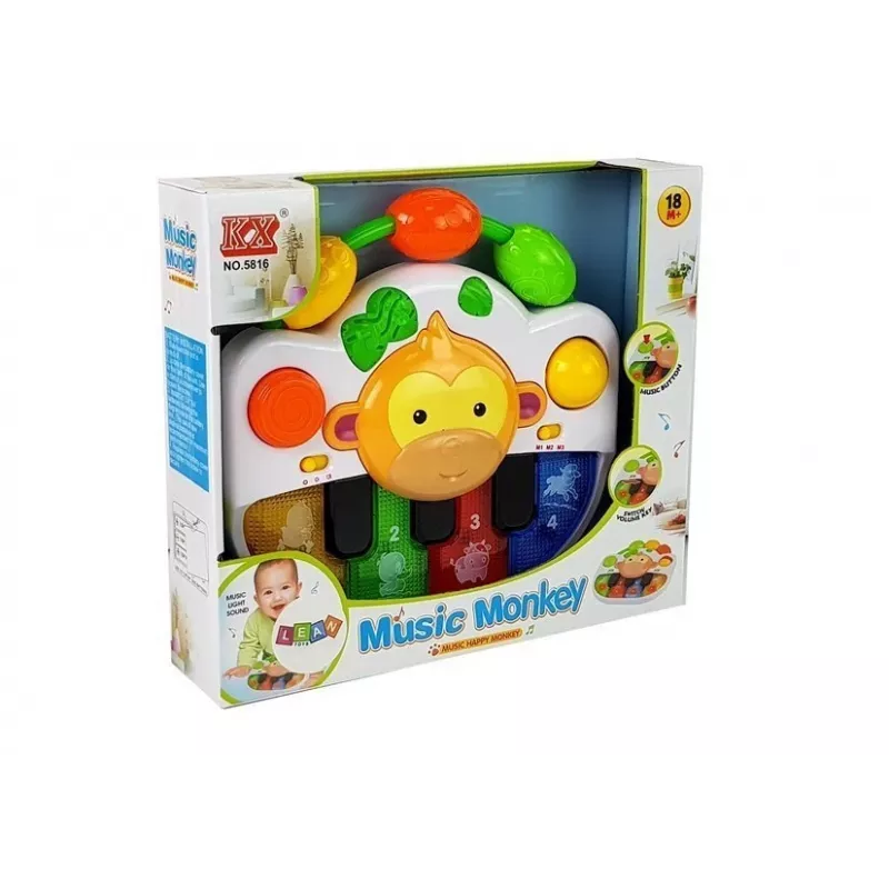 LEAN TOYS Piano apinalla vauvalle - ääni ja valo