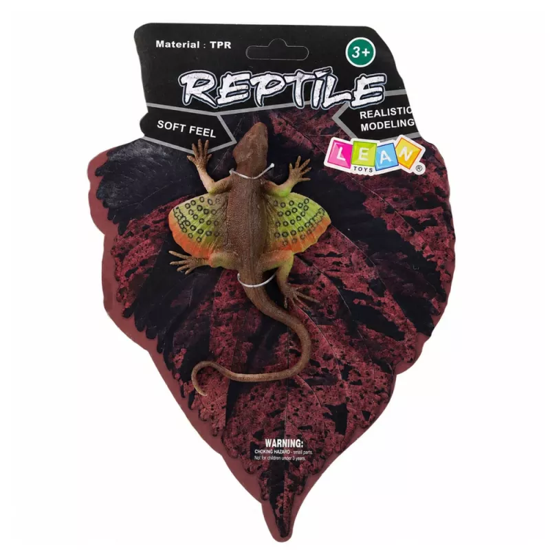 LEAN TOYS Agama-lisko verkkomainen kumihahmo venyvä realistinen 13 cm