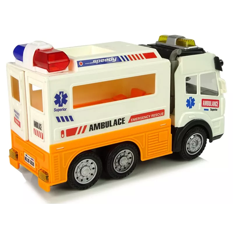 LEAN TOYS ambulanssi akkuauto valolla ja äänellä