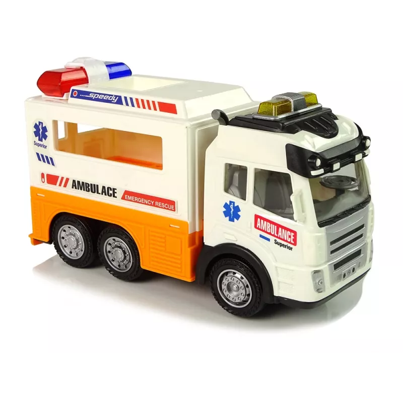 LEAN TOYS ambulanssi akkuauto valolla ja äänellä