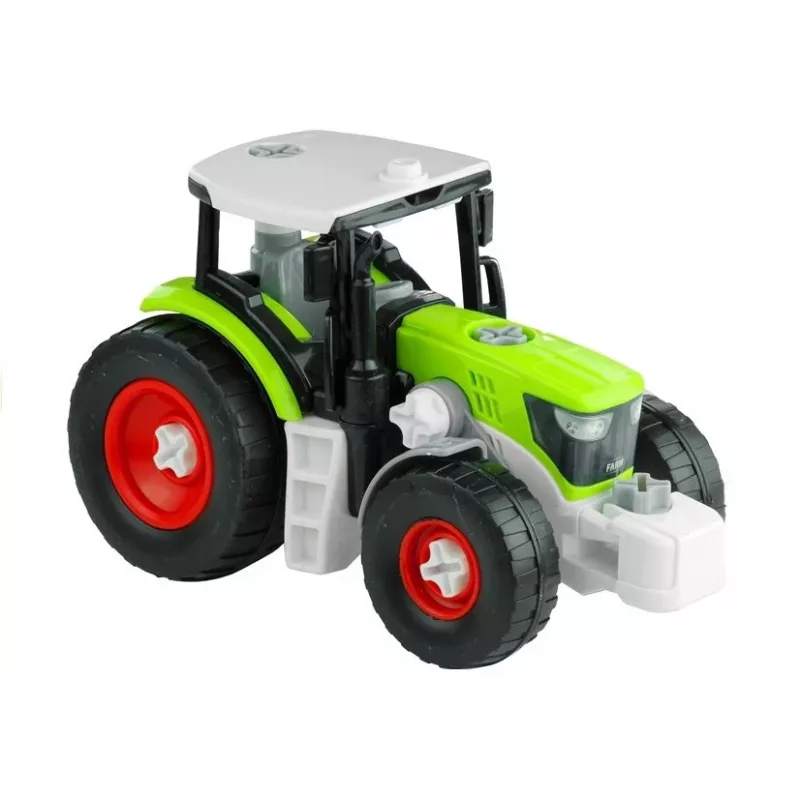 LEAN TOYS koottava traktori avoimella perävaunulla 43 cm