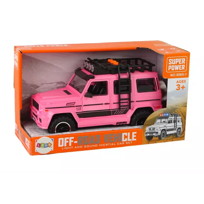 LEAN TOYS auto maastoauto vaaleanpunainen V12 turbiini